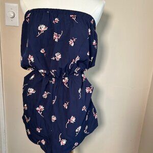 Soprano Black Floral Romper Off-Shoulder Elastic Waist